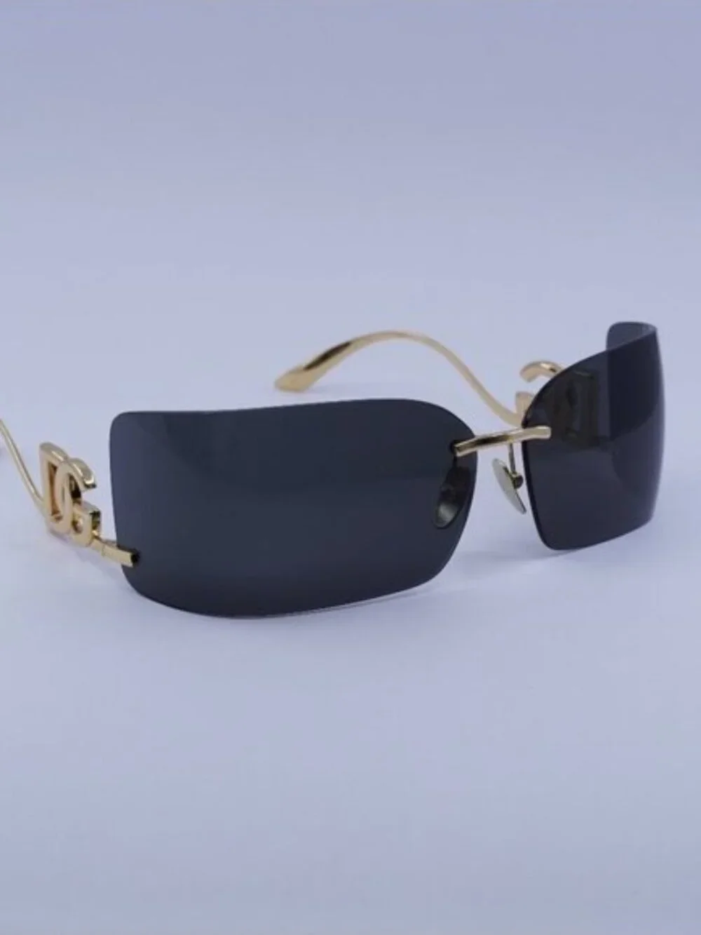 Dolce & Gabbana DG2319 02/87 Sunglasses Gold Rectangle Frame, Dark Grey Lenses